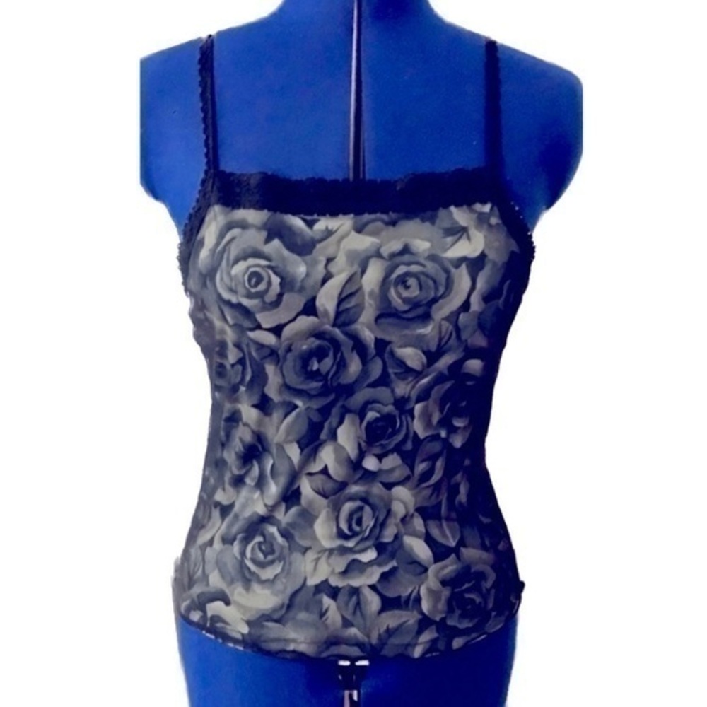 Eye Shadow - Tank Top - Layered Rose Print Top - Size Large
